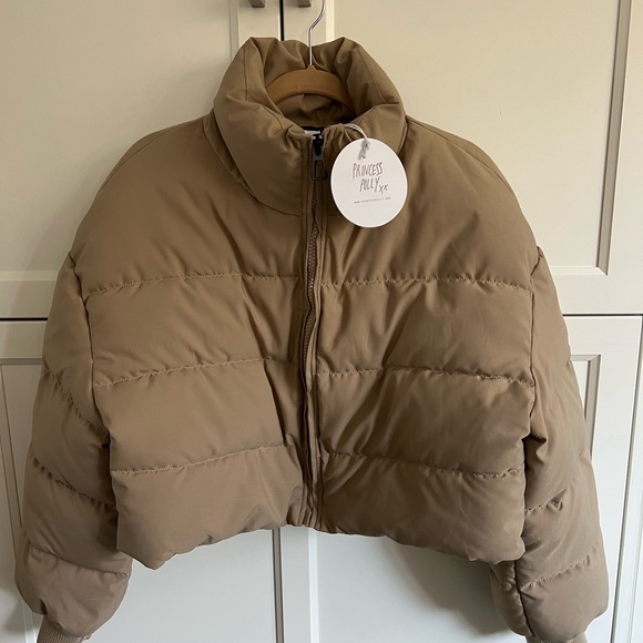 Princess Polly Jackets & Blazers - Princess Polly Georgia Cropped Puffer jacket beige    size s/m.. brand new